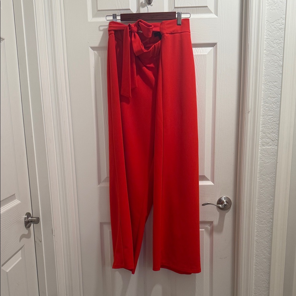Ashley Stewart Vibrant Red Wide Leg Pants